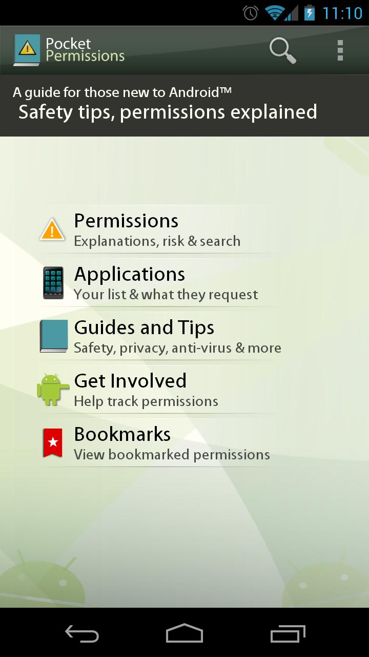 PocketPermissions Screen 1
