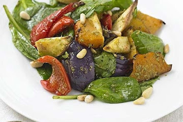 Warm pesto roast veg
