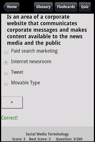 Social Media Guide &amp; Quiz Screen 2