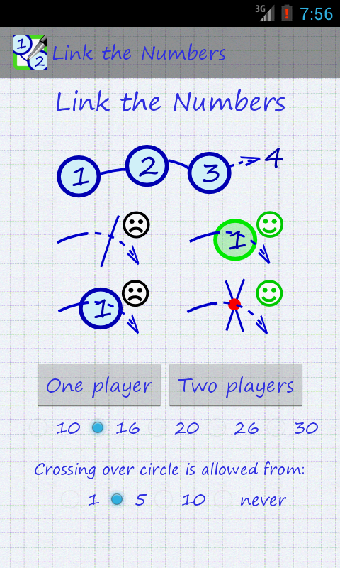 Android application Connect the numbers 2 players screenshort
