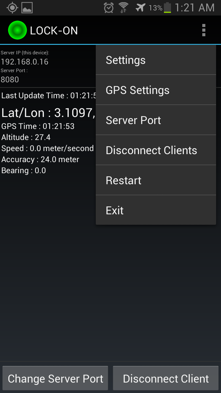 GPS Tether Server+ Screen 2