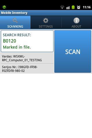 BAR CODE Scanner Excel Screen 1