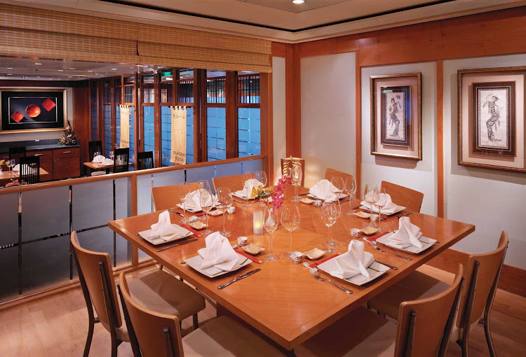 The cozy Shogun Asian Restaurant, on deck 8 of Norwegian Spirit, serves authentic Japanese, Chinese and Thai dishes.