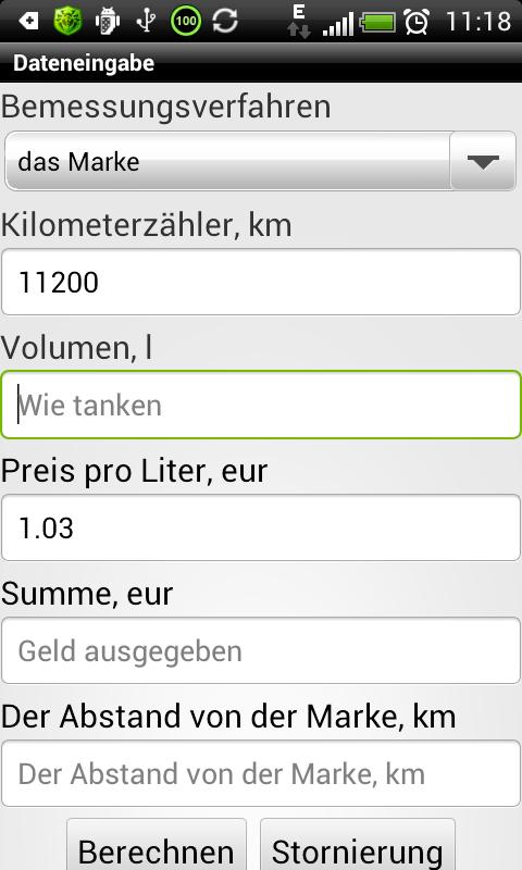 Kraftstoffverbrauch Screen 3