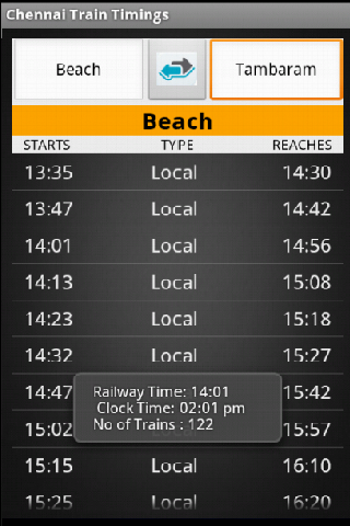 Chennai Train Timings CTT