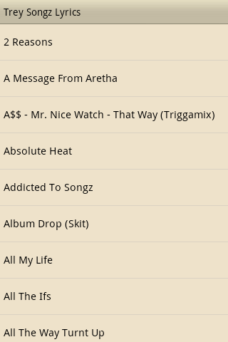 Trey Songz Lyrics screenshots.