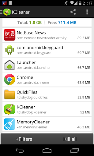 【免費生產應用App】KCleaner-MemoryCleaner TaskMgr-APP點子