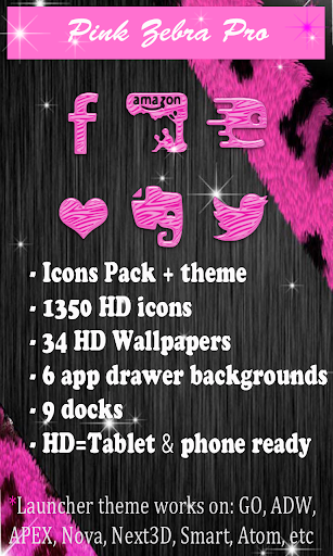 Pink Zebra Starry icon pack