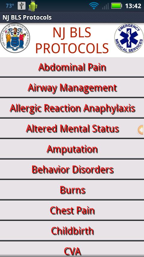 Android application NJ BLS Protocols screenshort