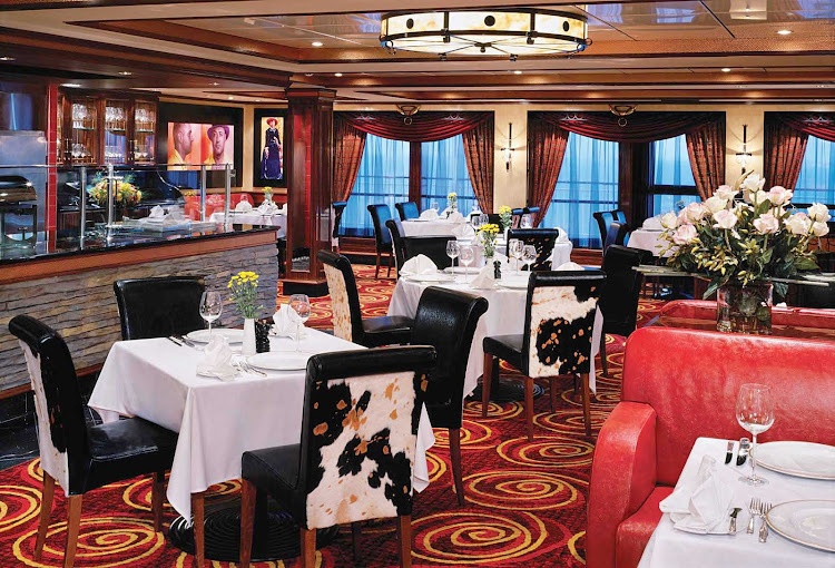 Norwegian Jewel guests like the cozy ambience, steaks and cocktails of Cagney's Steakhouse.