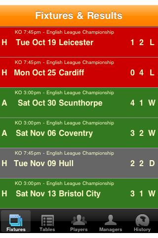 Android application Leeds Soccer Diary screenshort
