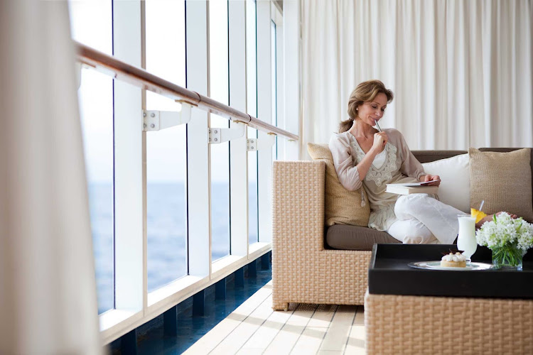 Catch some me time in the peaceful environment of the Pool Lounge during your travels aboard Seven Seas Mariner.