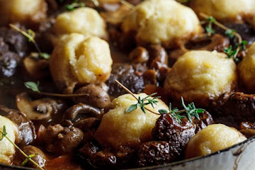 Beef shin stew with Parmesan dumplings