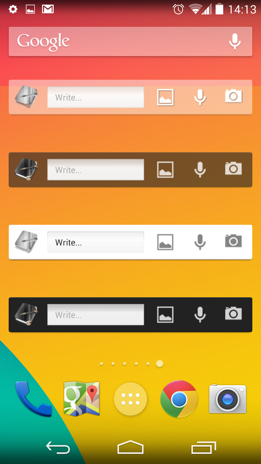 Memoires Widgets Screen 2