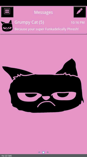 Grumpy Cat Pink Go SMS Theme