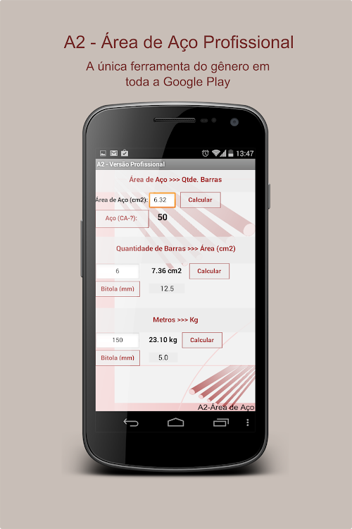 Android application A2 - Área de Aço Profissional screenshort