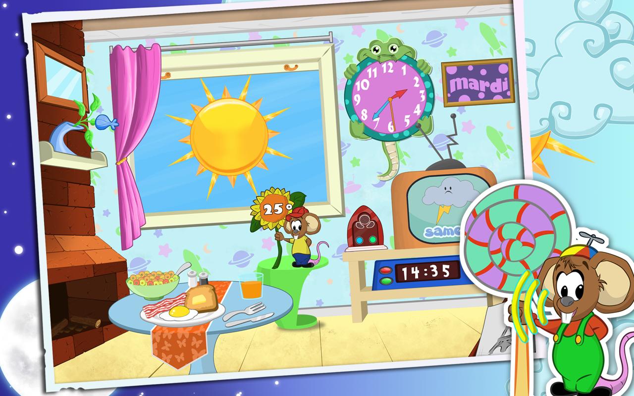 Android application Weather and Clock for Kids screenshort