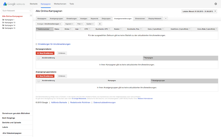 Telefonnummern zu Anzeigen hinzufügen - AdWords-Hilfe