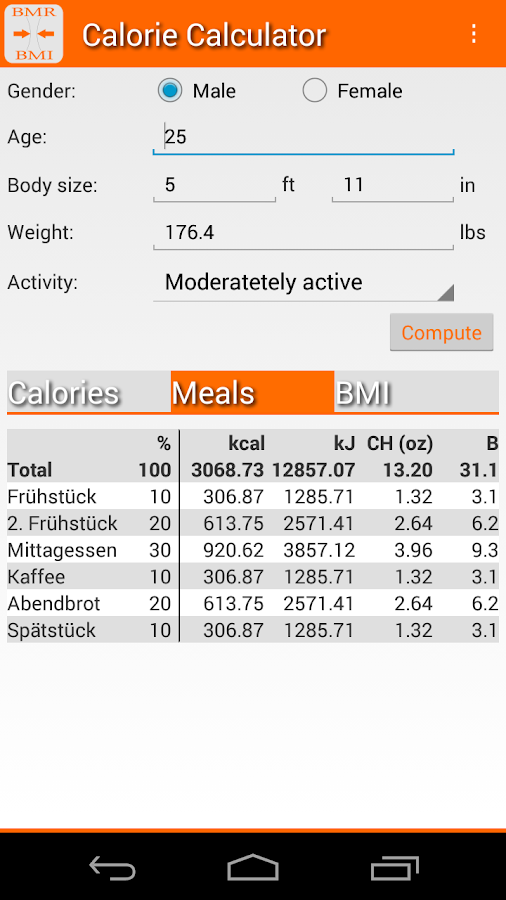 Calorie Calculator BMR + BMI Android Apps on Google Play
