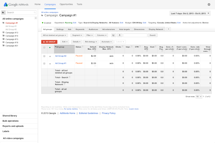 Create a new ad group