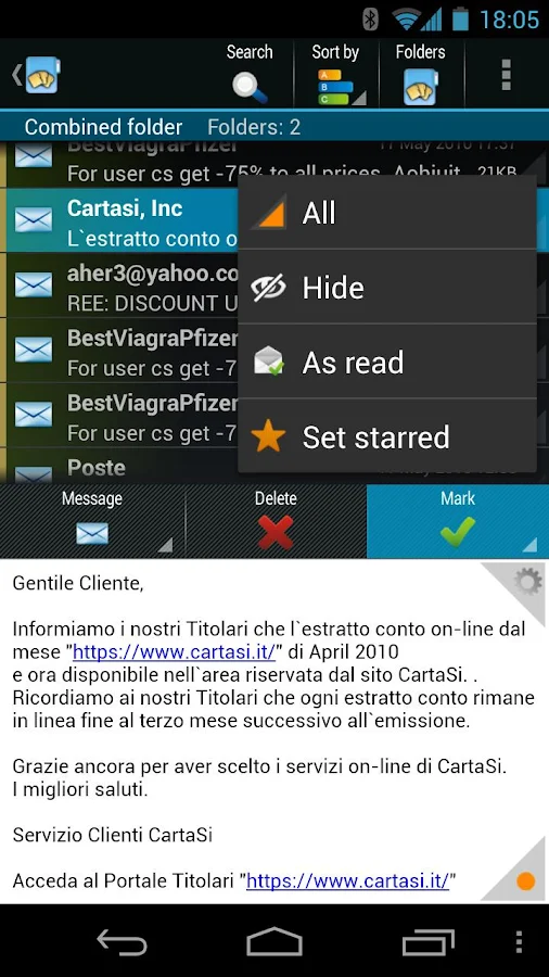 ProfiMail Go - email client - screenshot