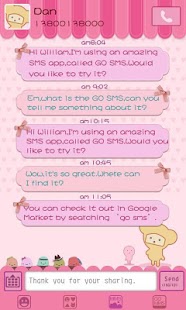 GO SMS Pro Pink Sweet theme - screenshot thumbnail