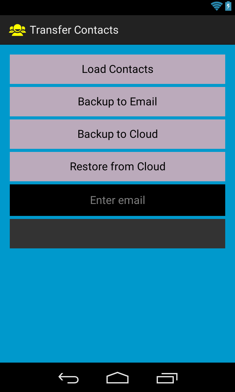 Transfer Contacts Screen 1