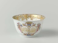 Bell-shaped cup from the 'Swellengrebel service' with a double crowned monogram and a border with floral scrolls
