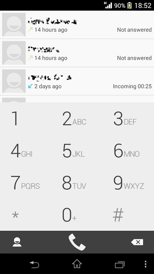 Android application exDialer KitKat Gray theme screenshort