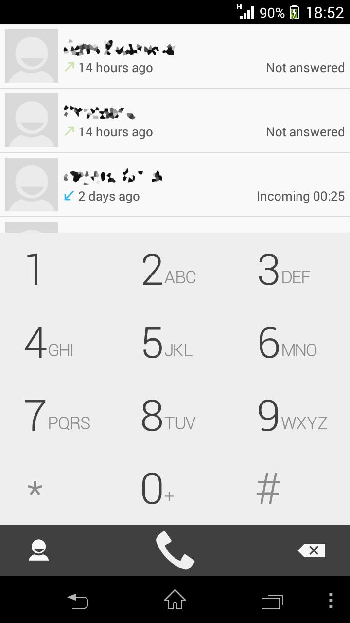 exDialer KitKat Gray theme Screen 1