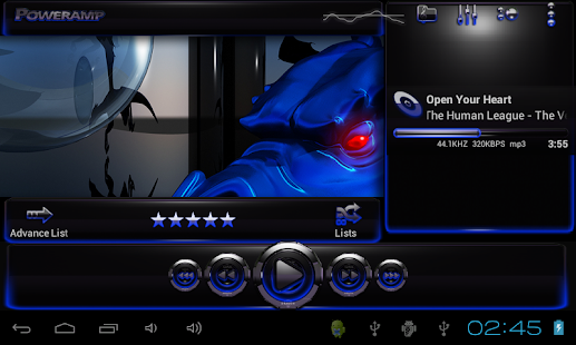 Poweramp skin Blue Dragon