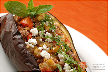 Lamb And Goat Cheese Stuffed Eggplant
