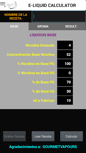 Calcula tus E-Liquidos