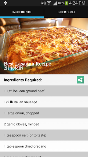 【免費健康App】Lasagna Recipe-APP點子