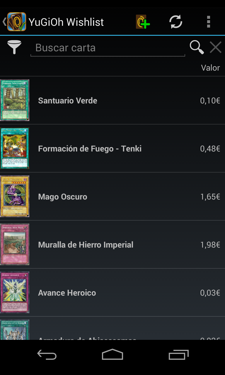 Android application Wishlist for YuGiOh! Pro screenshort