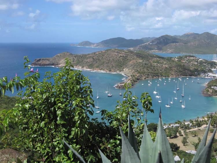 Overlooking a harbor in Antigua in the Caribbean.  