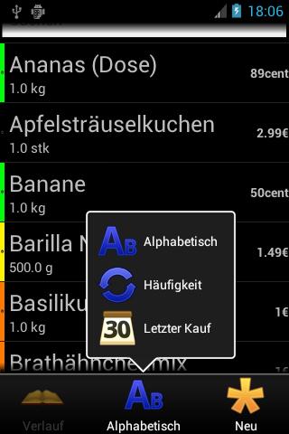 ISLE Shopping List Screen 2