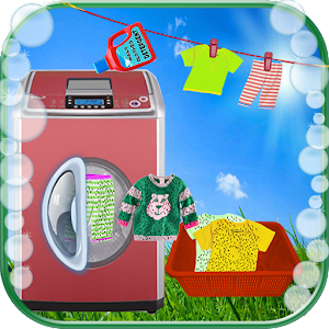 kids washing laundry clothes for PC and MAC