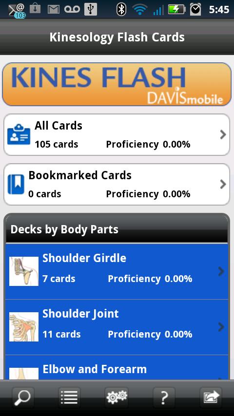 Android application Kinesiology Flash Cards screenshort