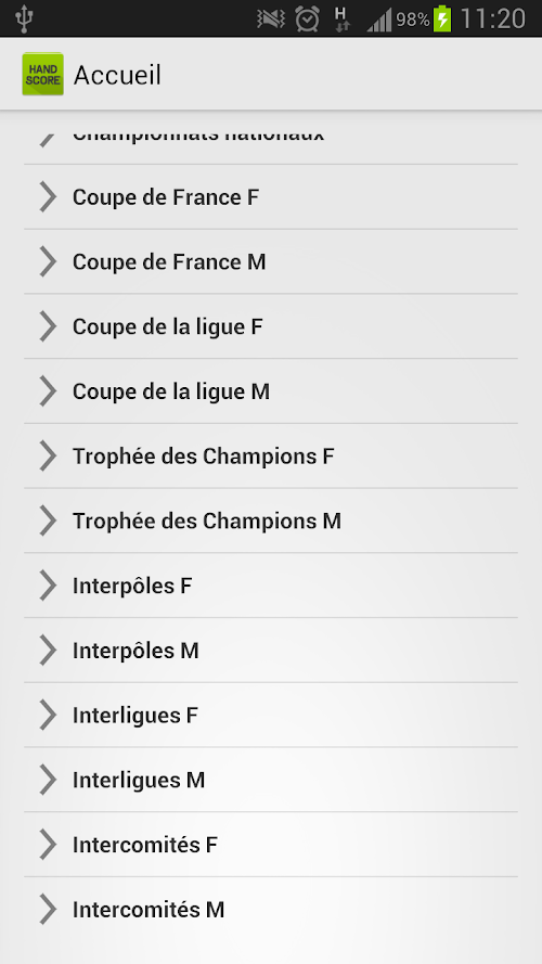 Android application Handball - Hand Score screenshort