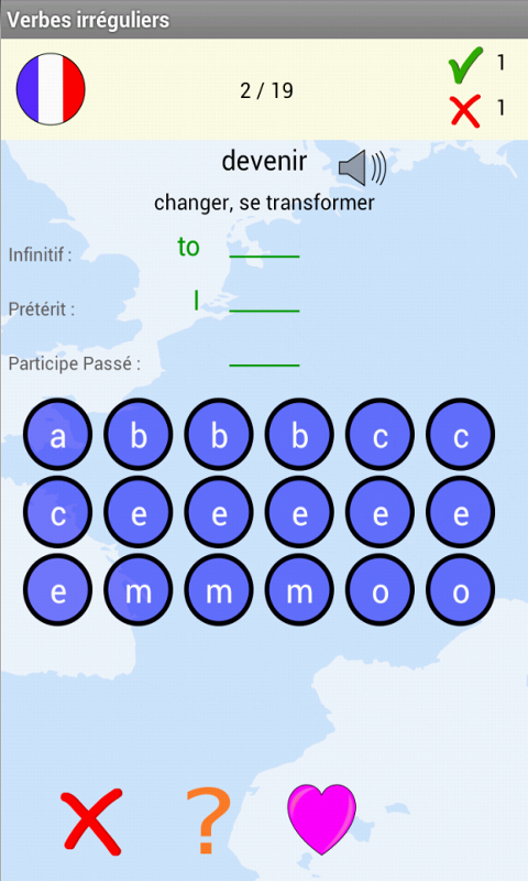 Android application English Irregular Verbs screenshort