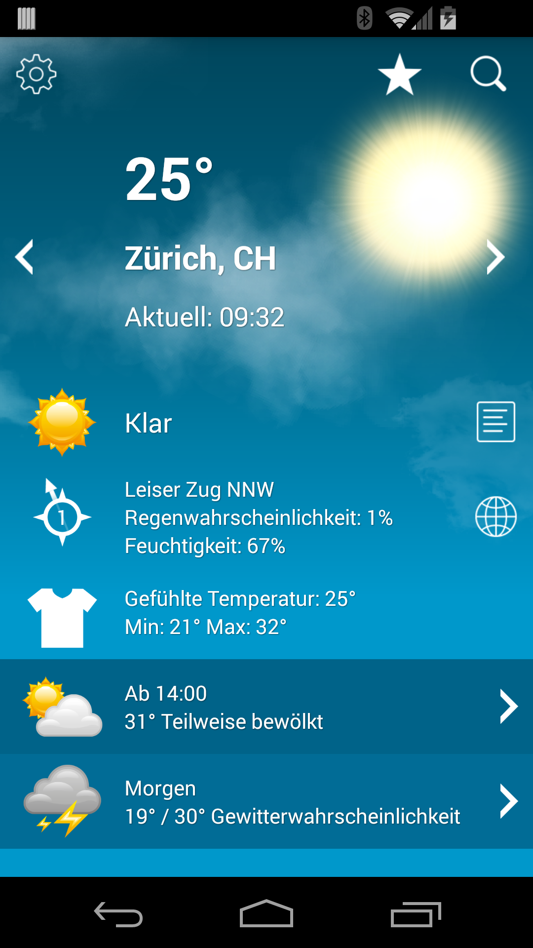 Android application Weather Switzerland XL PRO screenshort