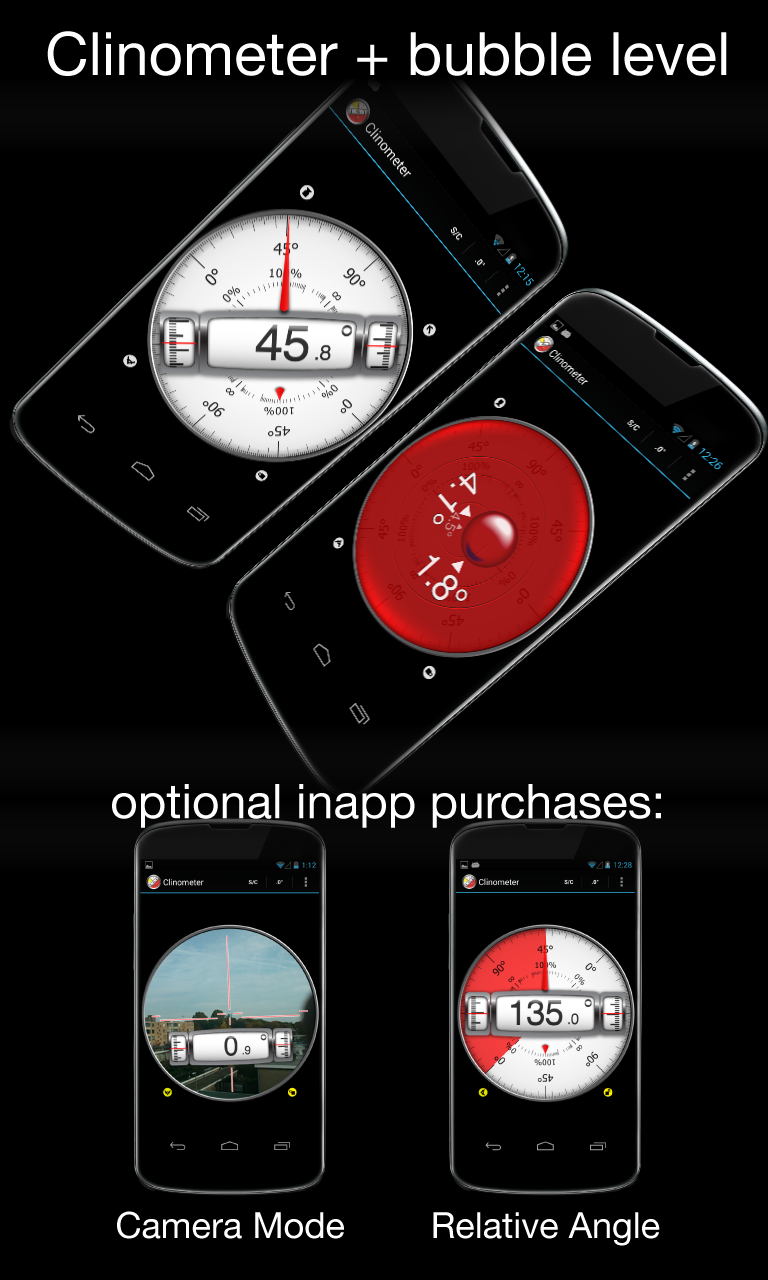 Android application Clinometer + bubble level screenshort