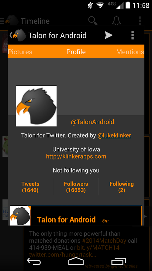 Android application Orange Black Theme for Talon screenshort