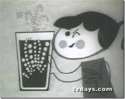 girl winks as she makes Fizzies vintage animated TV commercial