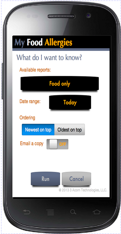 Android application My Food Allergies screenshort