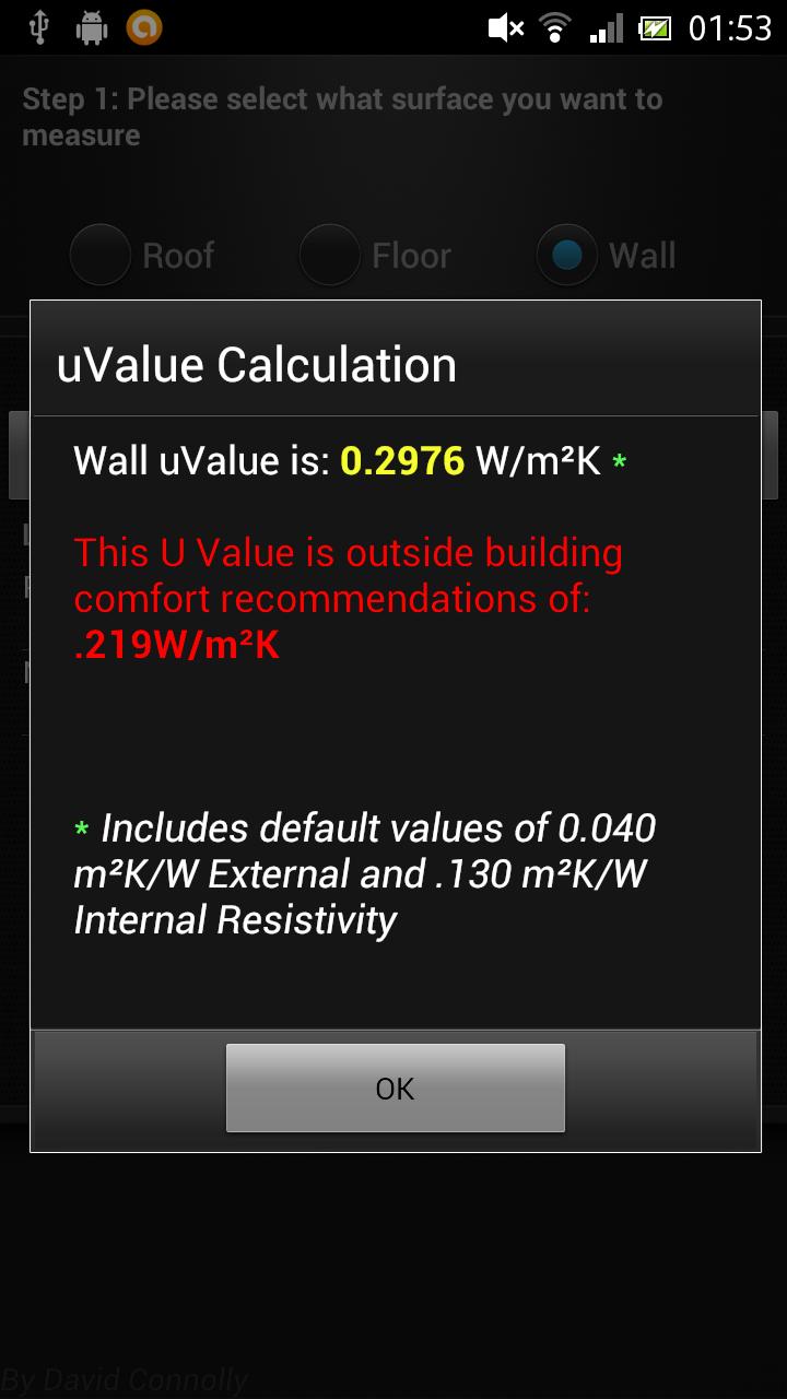 U Value Calculator Screen 3
