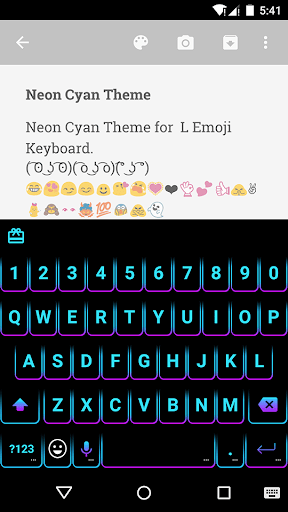 Neon Cyan Emoji Keyboard Theme