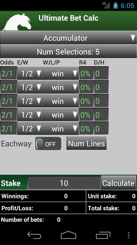 Ultimate Bet Calculator Screen 2