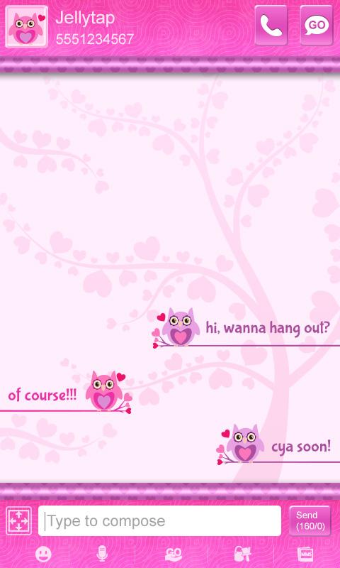 Cute Love Owls Theme Go SMS - screenshot